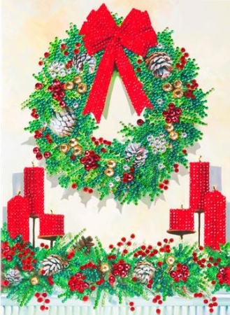 Craft Buddy CCKXL-8 Giant Crystal Art Card 21 x 29 cm Festive Wreath