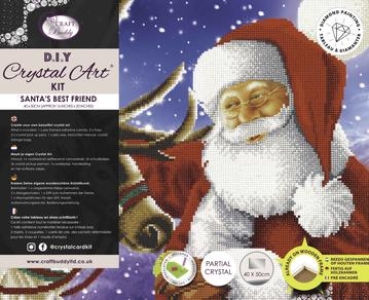 Preview: Craft Buddy CAK-A110L Framed Crystal Art Holzrahmen Santa's Best Friends