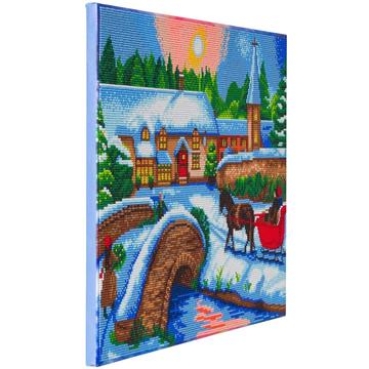 Preview: Craft Buddy CAK-A111L Framed Crystal Art Holzrahmen Winter Village