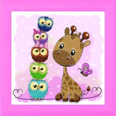 Craft Buddy CAFBL-8 Framed Crystal Art Rahmen 16 x 16 Giraffe and Friends