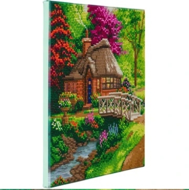 Preview: Craft Buddy CAK-TK2M Framed Crystal Art Holzrahmen THOMAS KINKADE Friendship Cottage