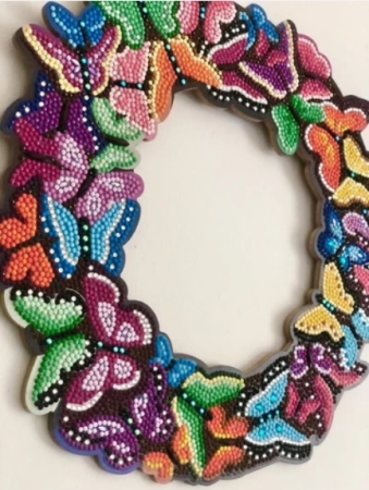Craft Buddy CA-WR7 Crystal Art Butterfly Wreath Kit Kranz aus MDF 30 x 30 cm