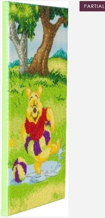 Preview: Craft Buddy CAK-DNY953TT Framed Crystal Art Kit Holzrahmen 40 x 22 cm Pooh and Friends Part III Winnie Splashing