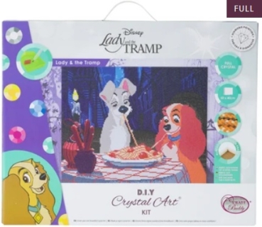 Preview: Craft Buddy CAK-DNY706L Framed Crystal Art Holzrahmen Lady & the Tramp