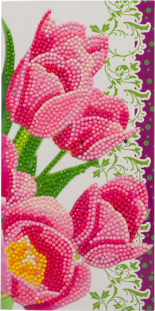 Craft Buddy CCK-11x22C9 Crystal Art Card Pink Tulips