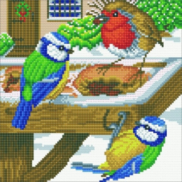 Preview: Craft Buddy CAK-A120M Framed Crystal Art Holzrahmen Hungry Birds