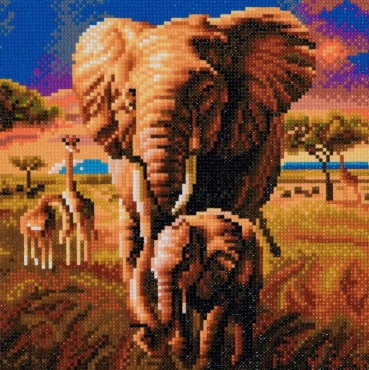 Craft Buddy CAK-A68M Framed Crystal Art Holzrahmen Elephant of The Savannah