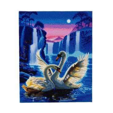 Preview: Craft Buddy CAK-XLED7 Framed LED Crystal Art Holzrahmen Moonlight Swans