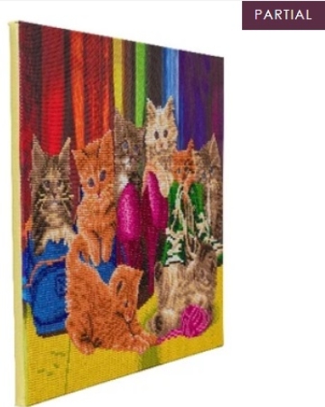 Preview: Craft Buddy CAK-A153L Framed Crystal Art Holzrahmen Kitten Footware