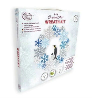 Preview: Craft Buddy CA-WR8 Crystal Art Snowflake Kit Kranz aus MDF 30 x 30 cm