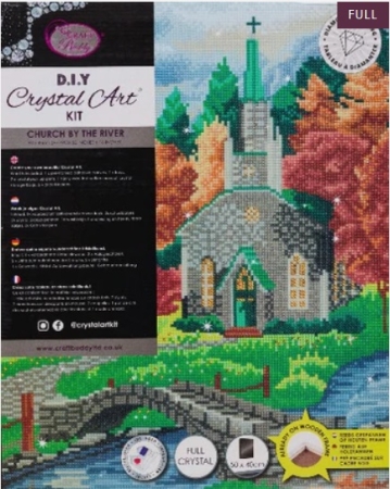 Preview: Craft Buddy CAK-A149L Framed Crystal Art Holzrahmen Church by the River