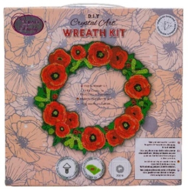 Preview: Craft Buddy CA-WR9 Crystal Art Kit Wreath 30 x 30 cm Poppy