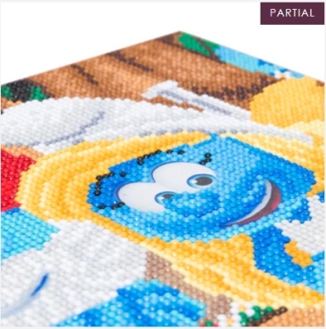 Preview: Craft Buddy CAK-SMRF540M Framed Crystal Art Holzrahmen Smurfette and Papa Smurf