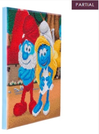 Preview: Craft Buddy CAK-SMRF540M Framed Crystal Art Holzrahmen Smurfette and Papa Smurf
