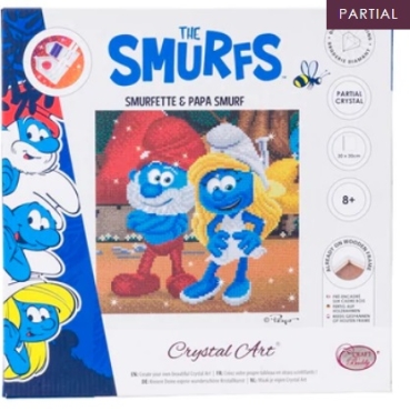 Preview: Craft Buddy CAK-SMRF540M Framed Crystal Art Holzrahmen Smurfette and Papa Smurf