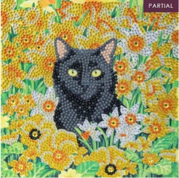 Craft Buddy CCK-A103 Crystal Art Card 18 x 18 cm Cat among the Flowers
