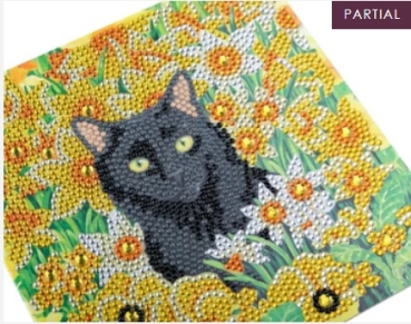 Preview: Craft Buddy CCK-A103 Crystal Art Card 18 x 18 cm Cat among the Flowers