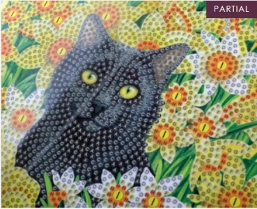 Preview: Craft Buddy CCK-A103 Crystal Art Card 18 x 18 cm Cat among the Flowers