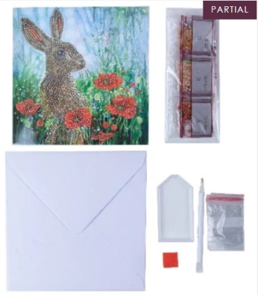Preview: Craft Buddy CCK-A101 Crystal Art Card 18 x 18 cm Wild Poppies and the Hare