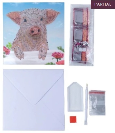 Preview: Craft Buddy CCK-A100 Crystal Art Card 18 x 18 cm Pig on the Fence