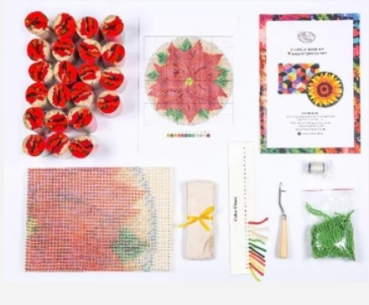 Preview: Craftbuddy LH02-POIN Latch Hook Rug Kit Knüpfen Kissen Poinsettia