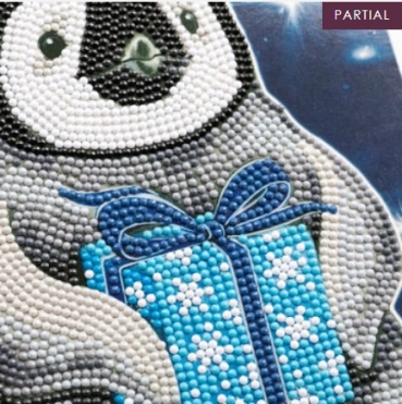 Preview: Craft Buddy CCK-XM107 Crystal Art Card 18 x 18 cm Penguin Gift