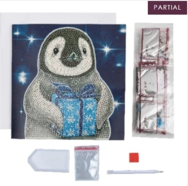Preview: Craft Buddy CCK-XM107 Crystal Art Card 18 x 18 cm Penguin Gift
