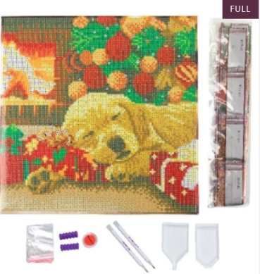 Craft Buddy CAK-A166M Framed Crystal Art Holzrahmen Sleeping Labrador Pup