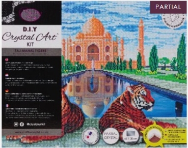 Preview: Craft Buddy CAK-A163L Framed Crystal Art Holzrahmen Taj Mahal Tigers