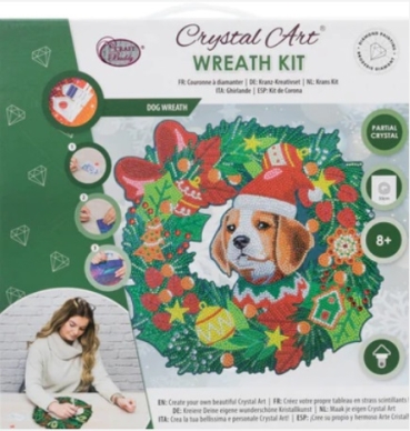 Craft Buddy CA-WR12 Crystal Art Kit Wreath 30 x 30 cm Christmas Dog