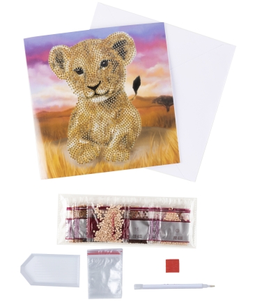 Preview: Craft Buddy CCK-A122 Crystal Art Card 18 x 18 cm Lion Cub