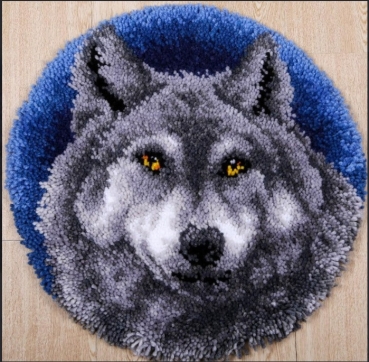 Craft Buddy LH02 Wolf 45 x 45 cm Latch Hook Round Rug Kit Set für runden Teppich
