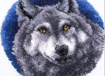 Preview: Craft Buddy LH02 Wolf 45 x 45 cm Latch Hook Round Rug Kit Set für runden Teppich