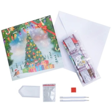 Preview: Craft Buddy CCK-XM139 Teddy Crystal Art Card Festive Tree
