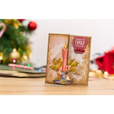 Preview: Crafters Companion Poinsetta Perfection Candlelight Christmas Stamp and Die