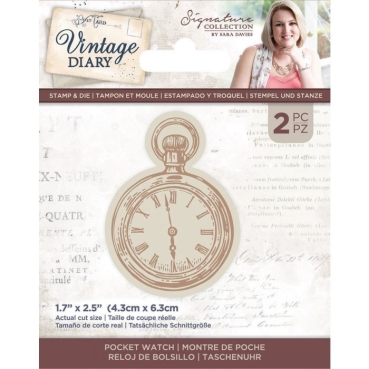 Crafters Companion Stamp and Die Stempel und Stanzschablone Vintage Diary Pocket Watch
