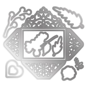 Preview: Crafters Companion Stamp and Die Stempel und Stanzschablone Letters from The Heart Lace Envelope