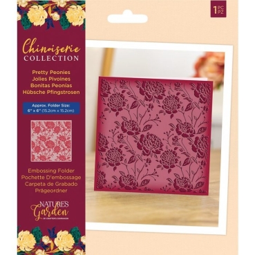 Crafters Companion Chinoiserie Collection Embossing Folder Pretty Peonies