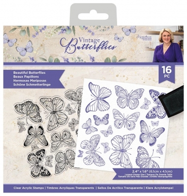 Crafters Companion Vintage Butterflies Clear Stamp Transparenter Stempel Beautiful Butterflies