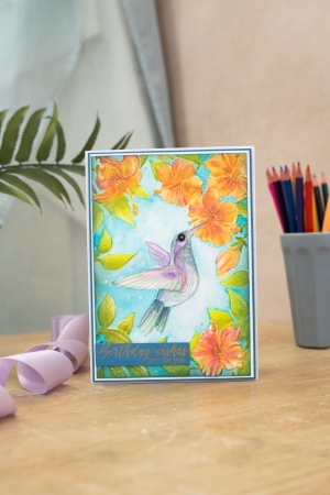 Preview: Crafter's Companion Hummingbird 3D Embossing Folder Prägeschablone Heavenly Hummingbird