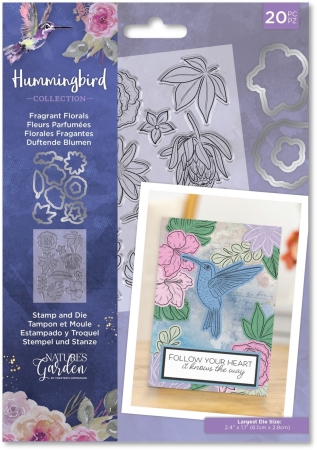 Crafter's Companion Stamp & Die Stempel und Stanzschablone Hummingbird Fragrant Florals