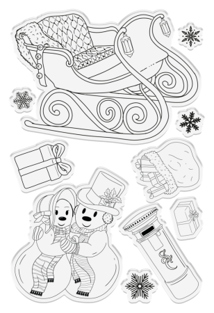 Preview: Crafter's Companion Vintage Snowman Stamp & Die Stempel und Stanzschablone Dashing Through the Snow