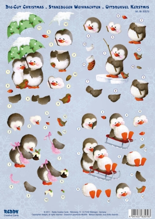 Reddy Cards 3 D Stanzbogenset "Pinguine"