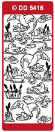 Preview: Reddy Stickerbogen 10 x 23 cm Landende Enten gold