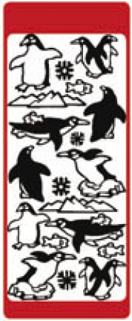 Preview: Reddy Stickerbogen 10 x 23 cm Pinguine und Eisberg gold