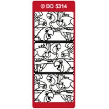 Reddy Stickerbogen 10 x 23 cm Papageien, silber