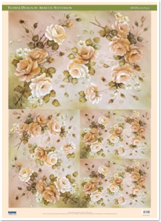 Decoupagepapier 1 Bogen, 70 x 48 cm, Rosen, lachs