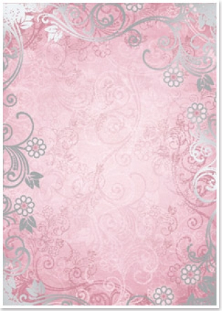 Reddy Cards Deko-Karton "Floral" rosé, silber-laminiert