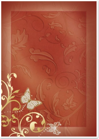 Reddy Cards Deko-Karton "Schmetterlinge" rotbraun, gold-laminiert
