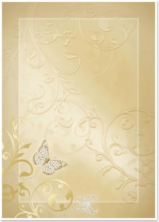 Reddy Cards Deko-Karton "Schmetterlinge" beige gold-laminiert